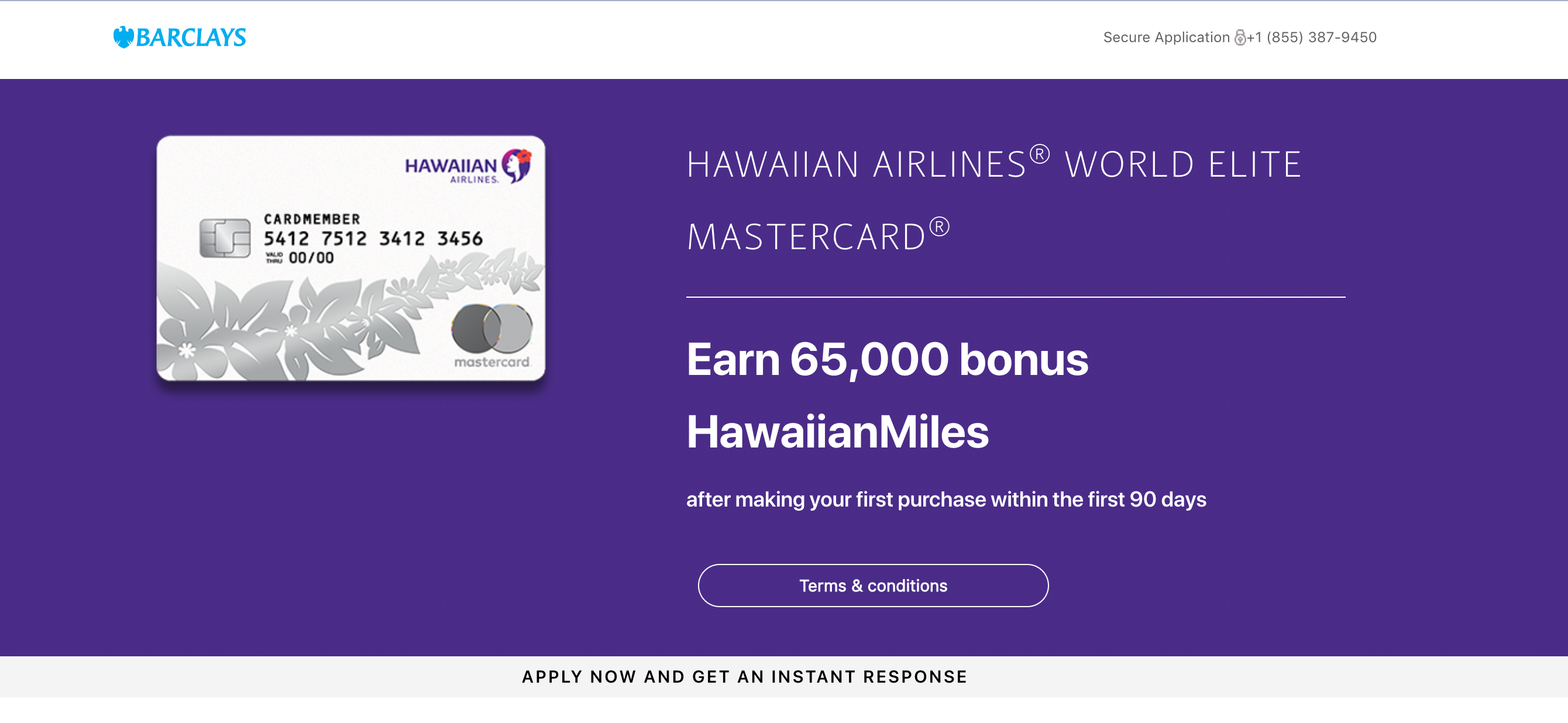Hawaiian Airlines World Elite Mastercard signup offer. BARCLAYS